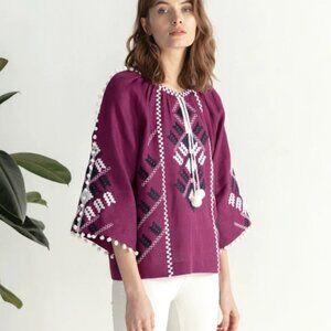 100% linen Etnodim boho blouse